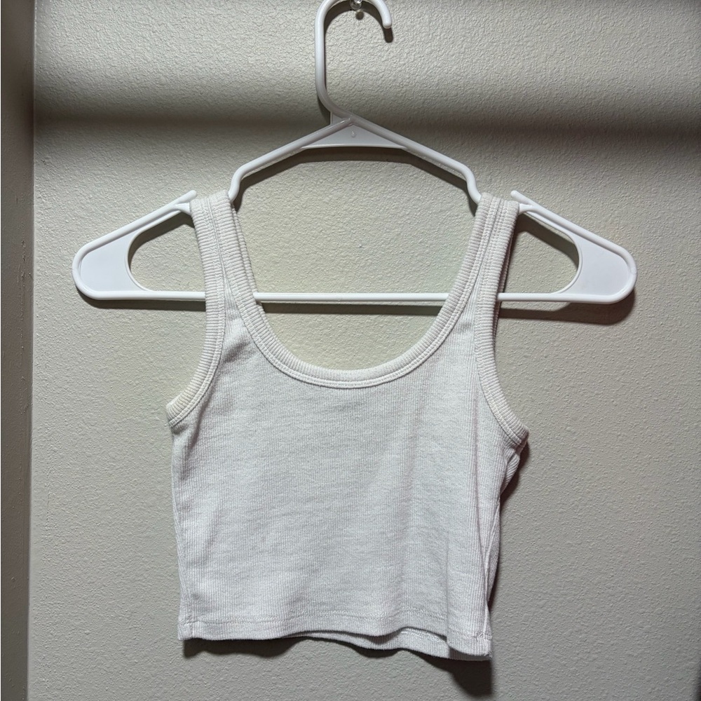 White Ribbed Crop Top